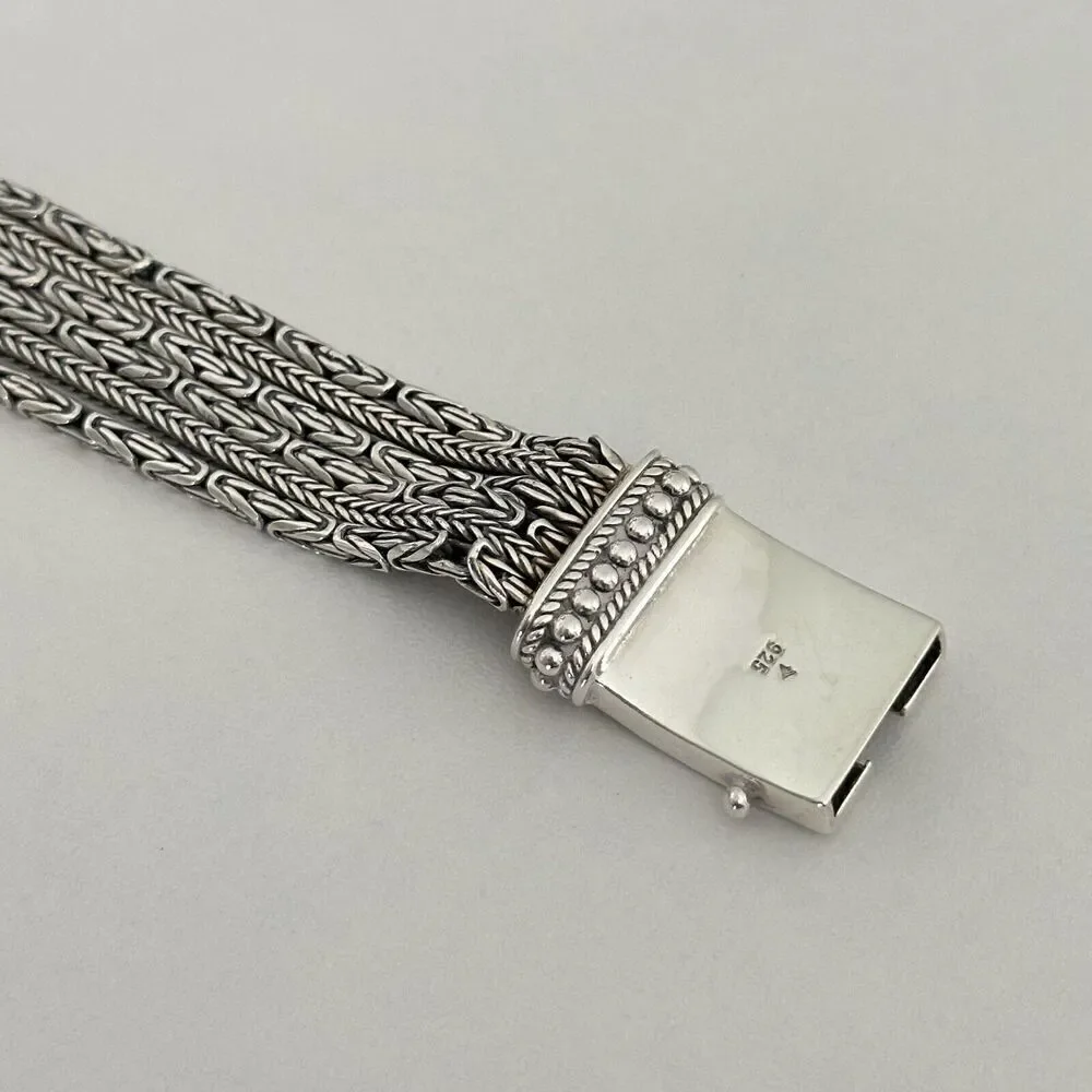 Vintage Silpada 925 Sterling Silver Chunky Five Strand Rows Byzantine Bracelet